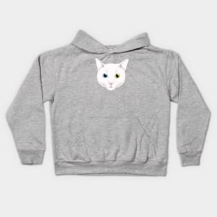 White Cat Face Kids Hoodie